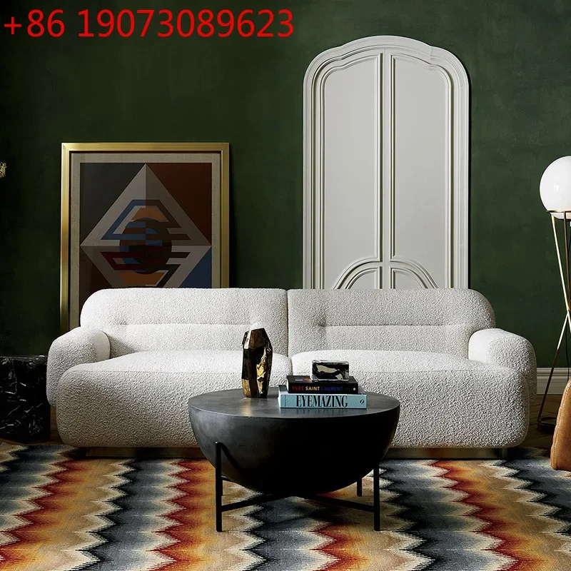 Italian simple fabric double three sofa, modern light luxury Nordic small apartment living room