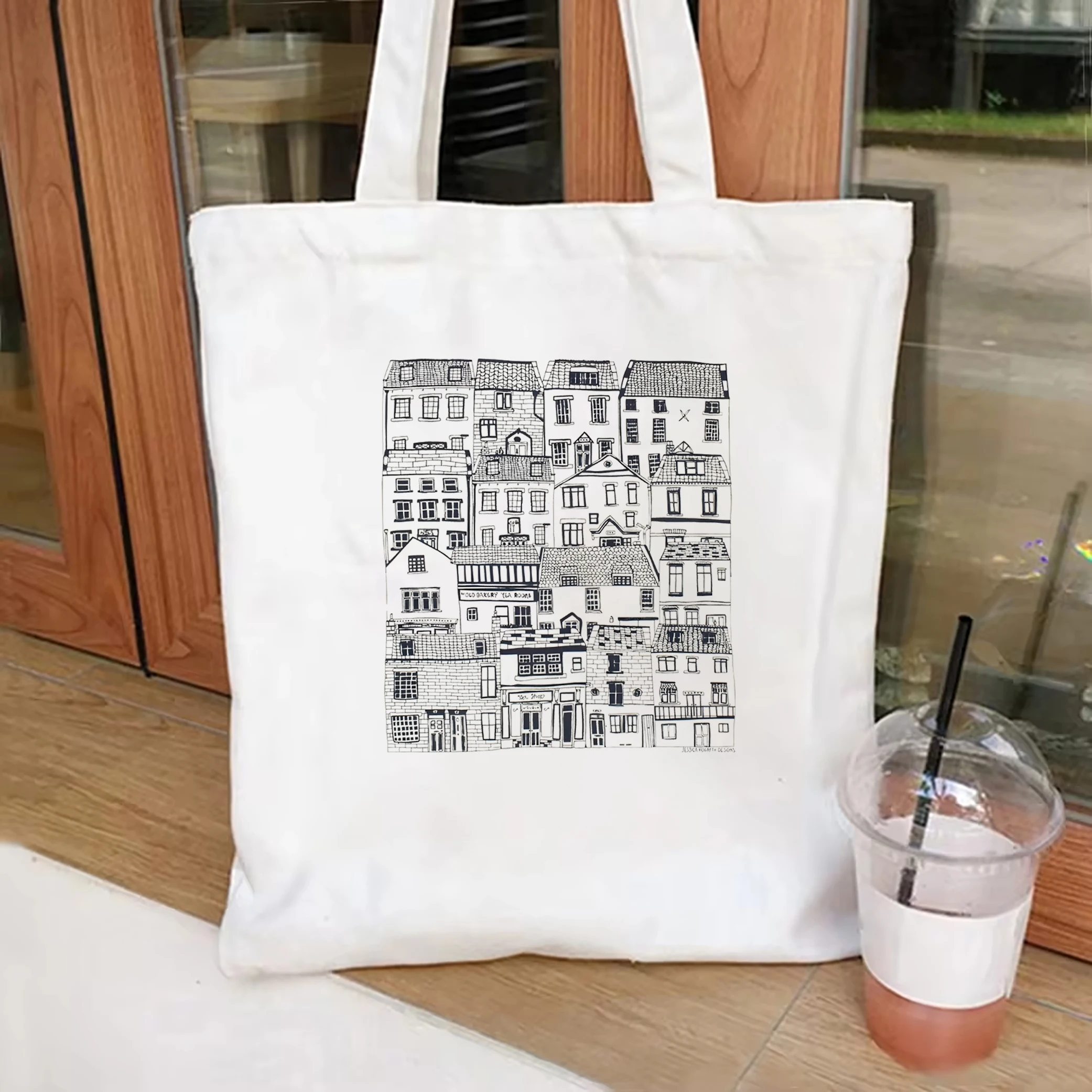 Borsa a tracolla per cottage costiera borsa a tracolla casual da donna di londra borsa a tracolla in tela di grande capacità borsa cosmetica da