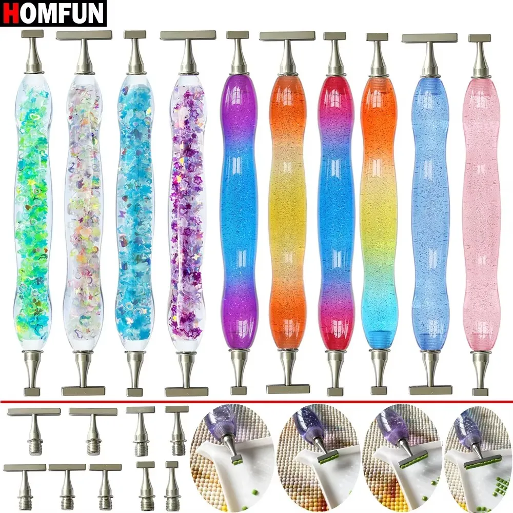 HOMFUN New Threaded Bits Accessories Embroidery Pen，Diamond Painting Dot Drill Tool，Multifunctional Metal Screw Thread Tips