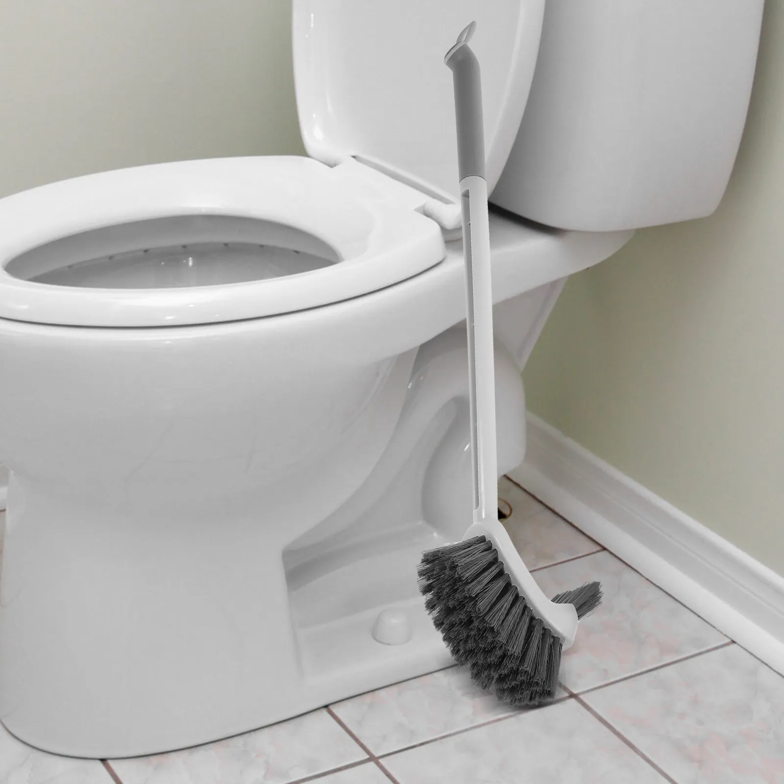 Curved Toilet Brush Long Handle Design for Hard to Reach Areas Efficient Bristles Edge Cleaning Capability Bathroom Cleaning