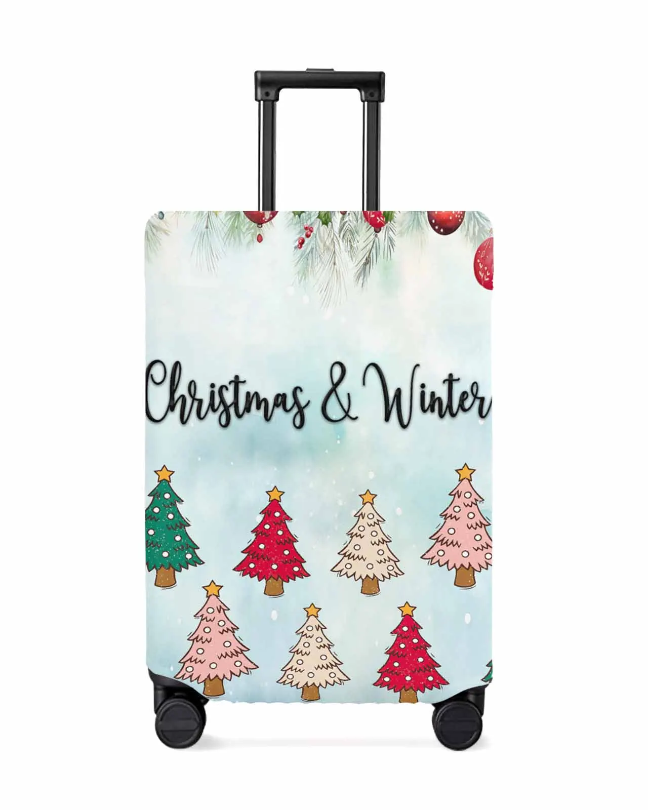 Christmas Snowflake Pine Tree Stretch Suitcase Protector Baggage Dust Case Cover For 18-32 Inch Travel