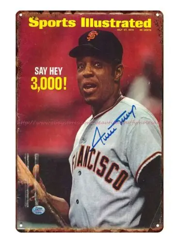 Willie Mays (HOF) 1970 Sports Illustrated 3000 hit cover tin sign simple metal