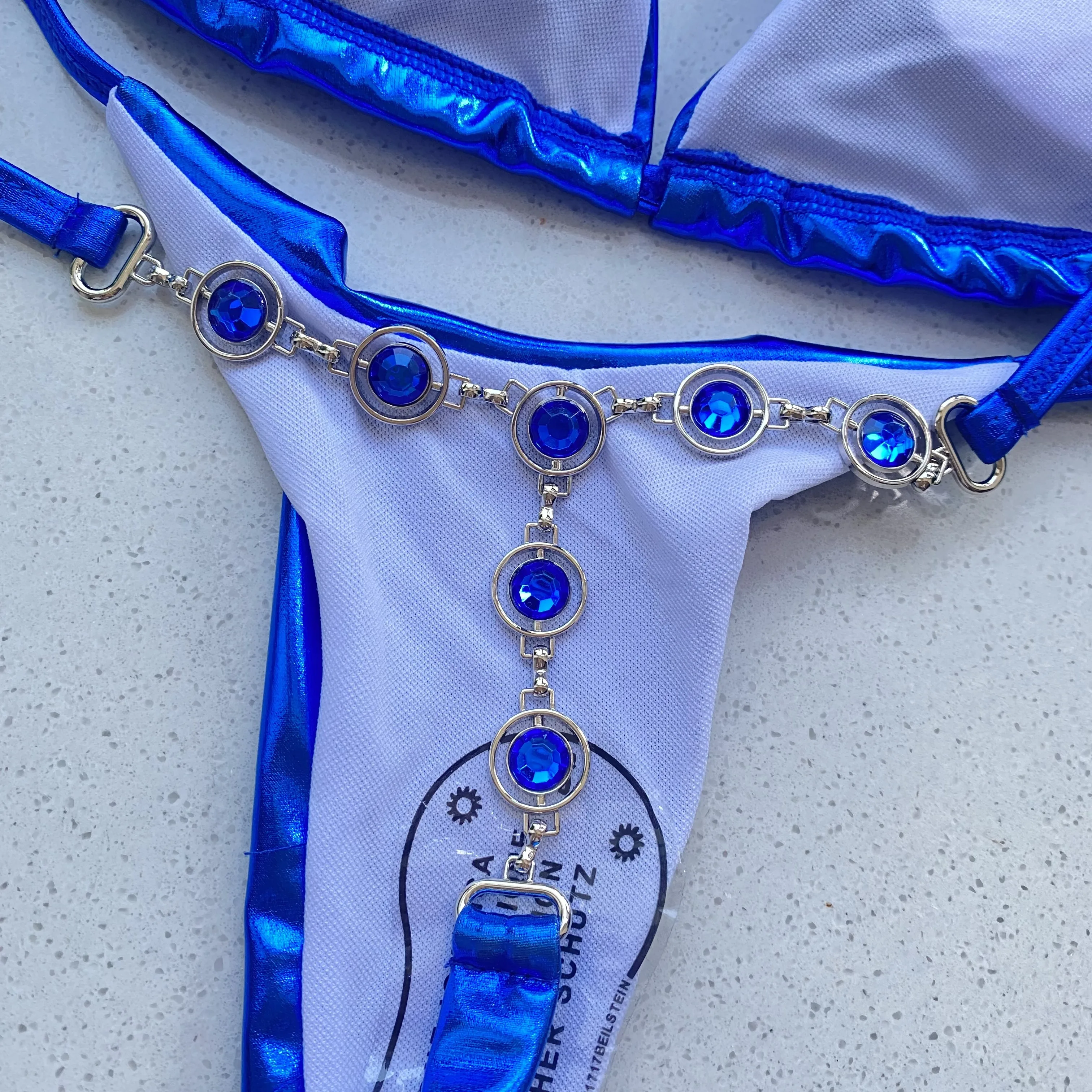 Swimsuit Women New Blue Crystal Diamond String Halter Neck Triangle Bag Sexy Thong Bikinis Set Beach Swimsuit Summer Clothes