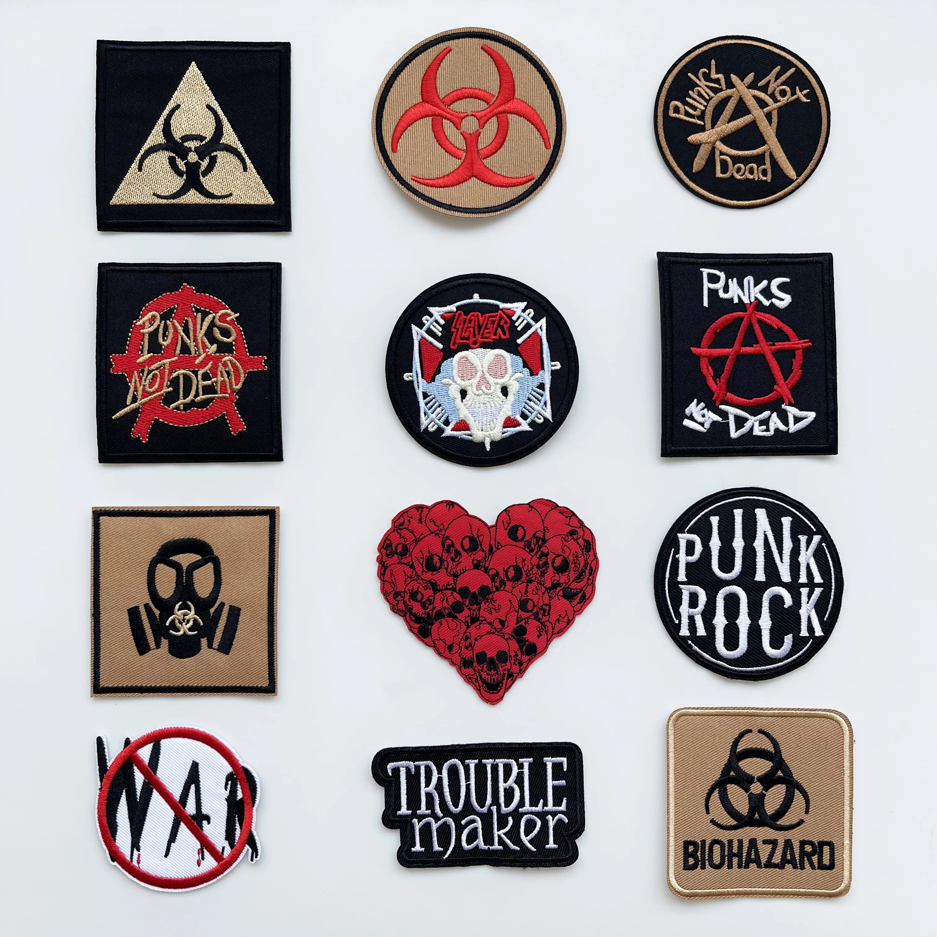 Punk Rock Patches Iron On Clothes Embroidery Sewing Supplies Decorative Badges Letter for Clothing music Patch for Jacket