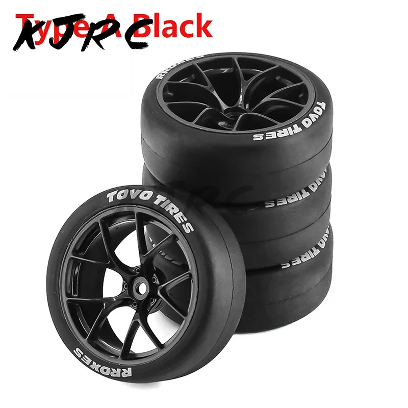 1/10 4PCS 65mm Hard Drift Tire RC Drift Car On Road Touring Racing Car Tyre Wheel for Tamiya TT01 TT02 XV01 PTG-2 Kyosho HPI HSP