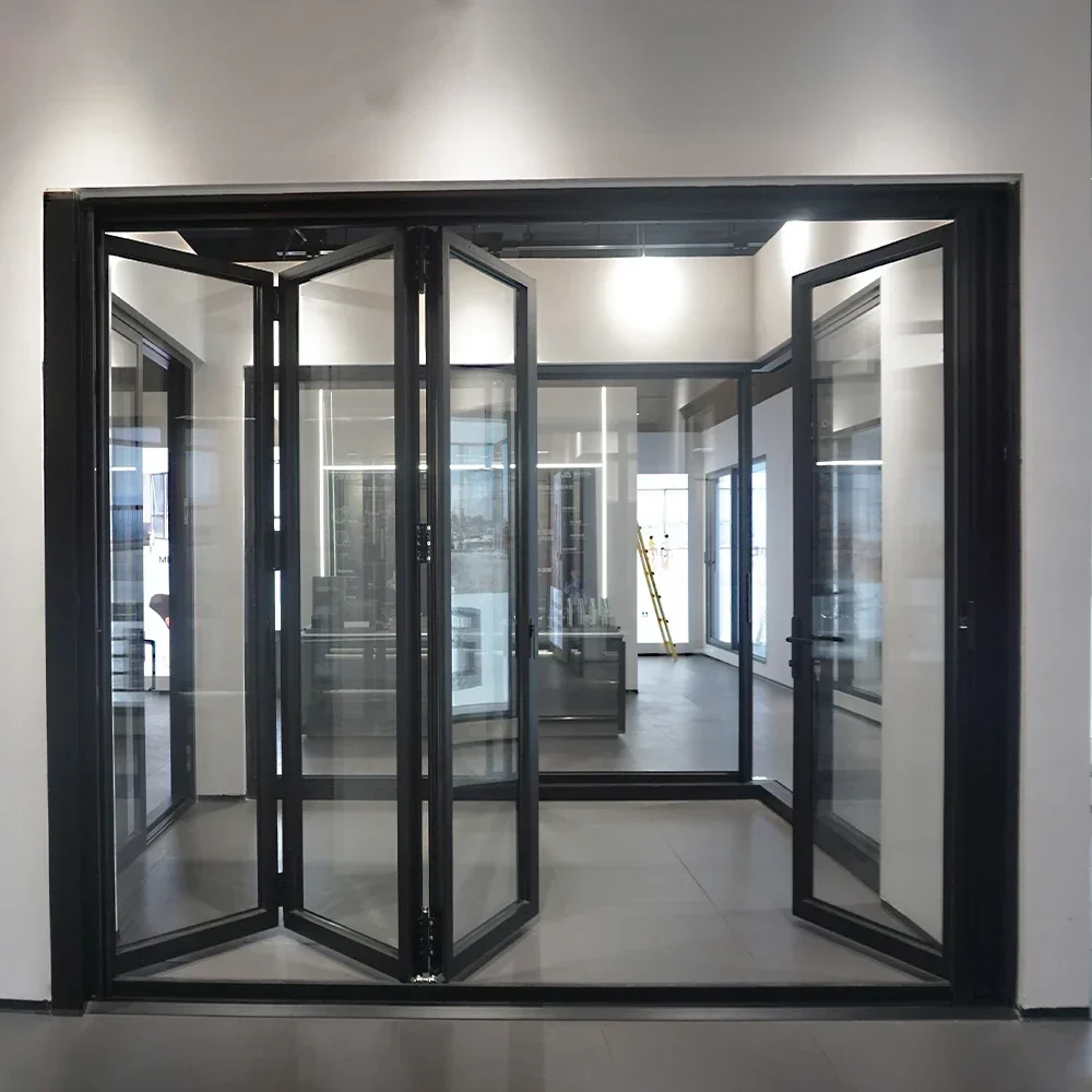 Sixinalu-Porte pliante marketavec écrans, portes accordéon extérieures, clôture en aluminium, porte de jardin intérieure en verre double, maison personnalisée