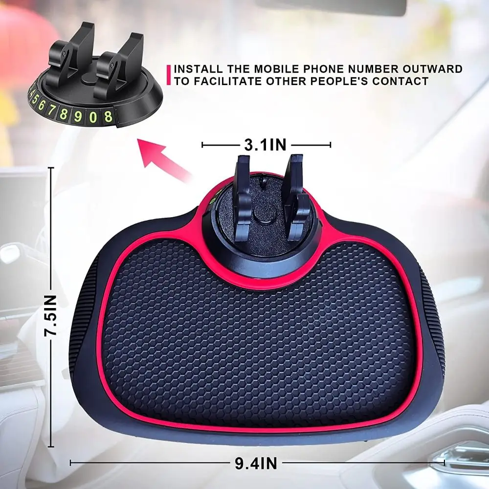 Anti-Slip Car Phone Holder Pad Sticky Adhesive Car Anti-Slip Mat Temporary Parking Plate 360 Rotation Dash Phone Mount