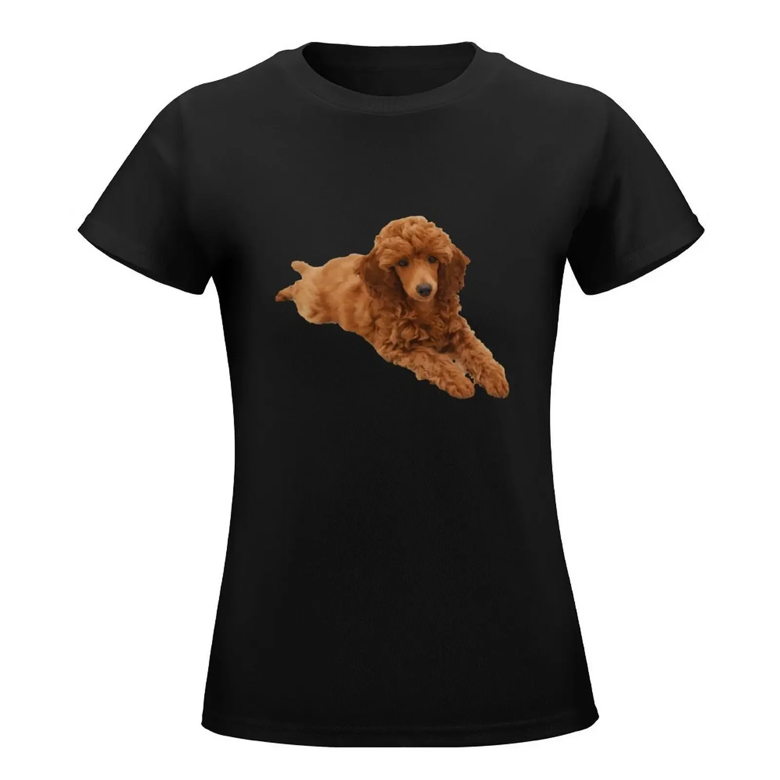 Cute adorable red poodle puppy silhouette. For poodle lovers T-Shirt graphics vintage clothes workout shirts for Women loose fit