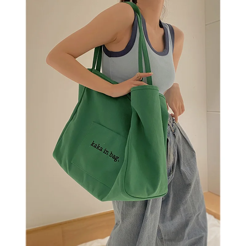 

2025 New Fashion Casual Canvas Shoulder Bag for Girl Simplicity Large Capacity Shopping Bag Simplicity Jello Color Tote Bag