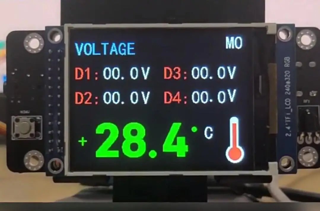 2.4 Inch TFT Music Spectrum Display with Thermometer Voltage Detection for Power Amplifier Audio Installation Display Monitoring