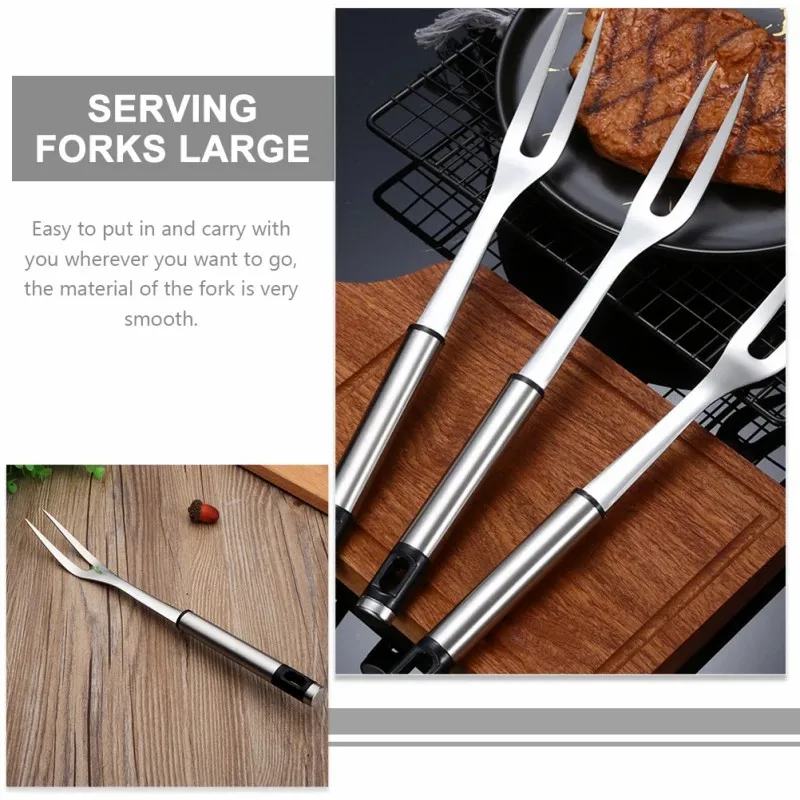 

D9 BBQ Meat Fork Carving Fork Stainless Steel Fondue Fork Granny Fork 2-Prong Barbecue Grill Fork Cooking Fork Barbecue Grilling