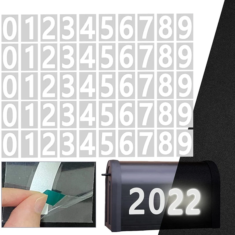 digital stickers Mailbox Numbers for Outside, 10 Sets 0-9 Reflective Number Stickers with Sticky