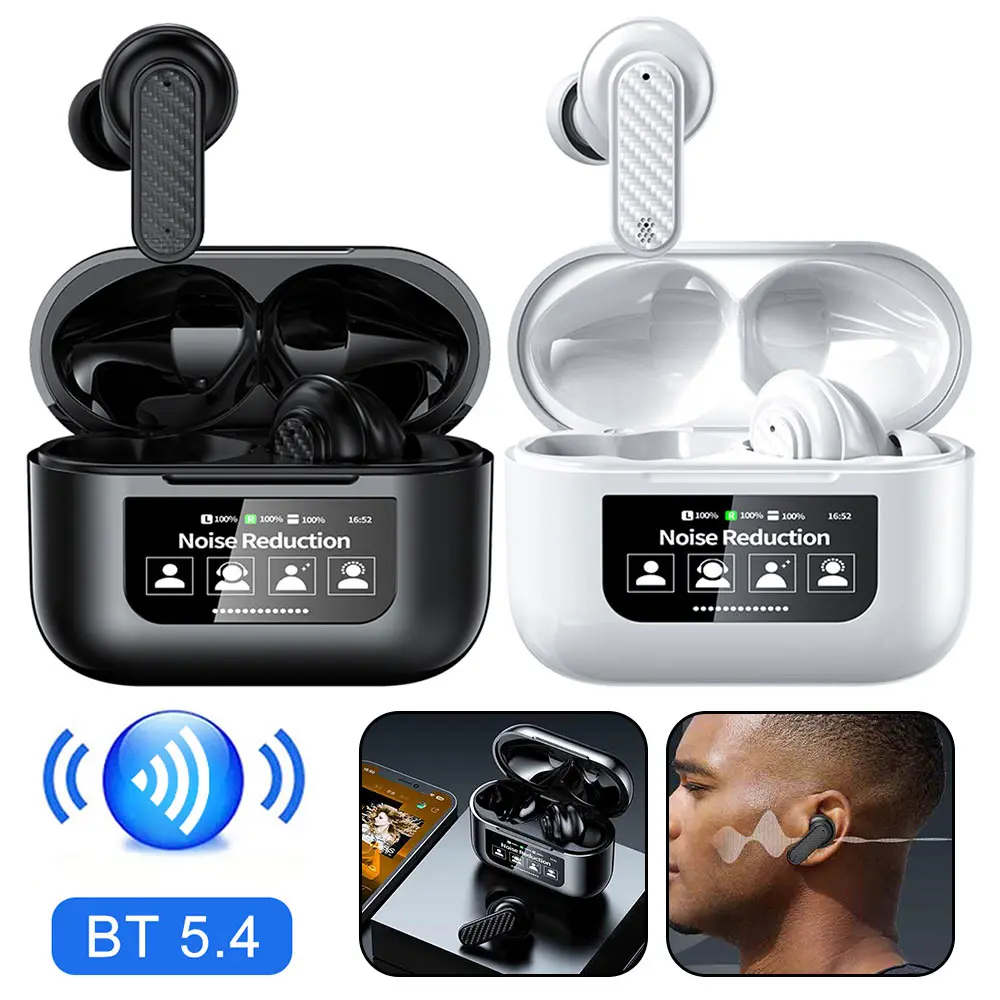 Wireless Headphones BT5.4 Real Time Translator Earbuds ANC Noise Cancelling 144 Languages Instant Translated Voice Translator