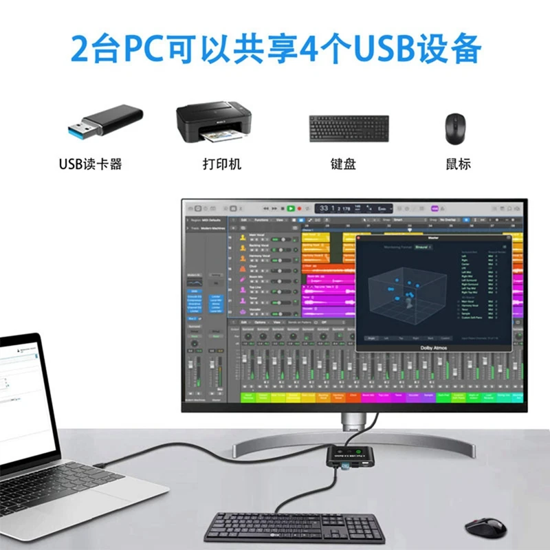 Top-4 Port USB 3.0 Switcher 2 In 4 Out KVM Switch USB Switch KVM Switcher Printer Sharer For Computer Keyboard