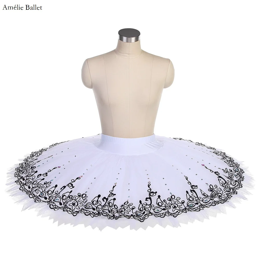 

BLL563 White Pre-Professional Ballet Dance Tutu Skirts Practice Rehearsal Platter Tutus Adult Girls Ballerina Dancing Half Tutu