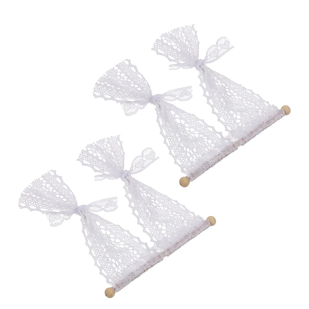 Rideaux en macramé pour maison, 2 pièces, décoration Miniature pour fenêtre en bois