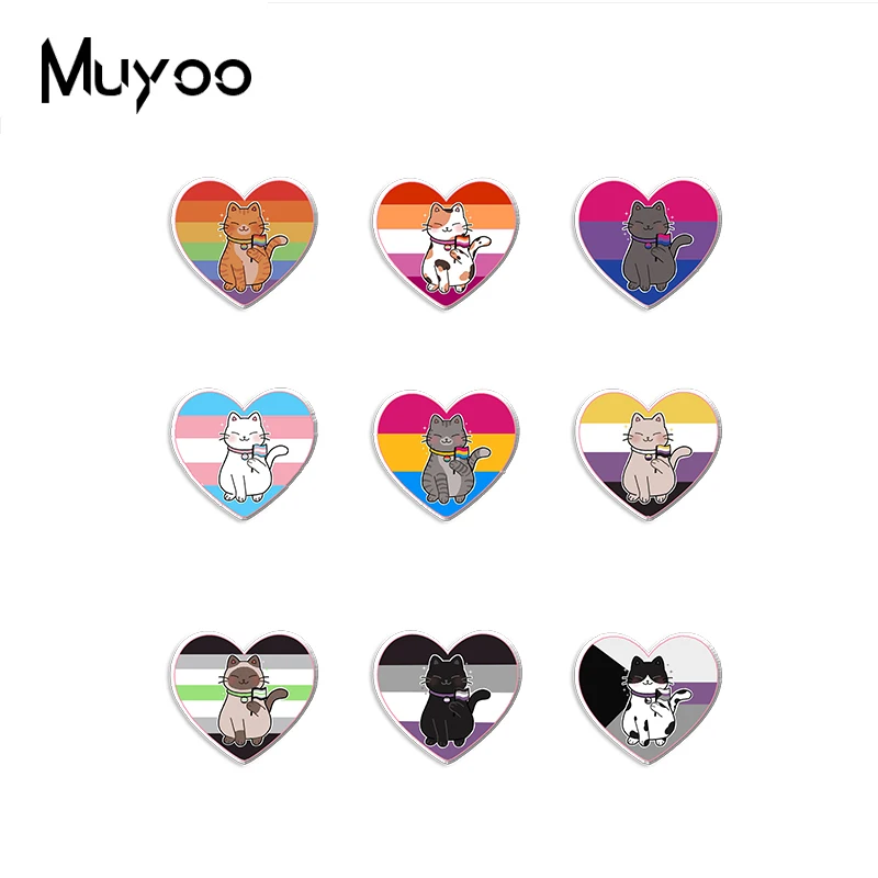 2025 وصول جديد فخر قوس قزح الملونة القط الايبوكسي الحرفية مجوهرات الاكريليك التلبيب دبابيس