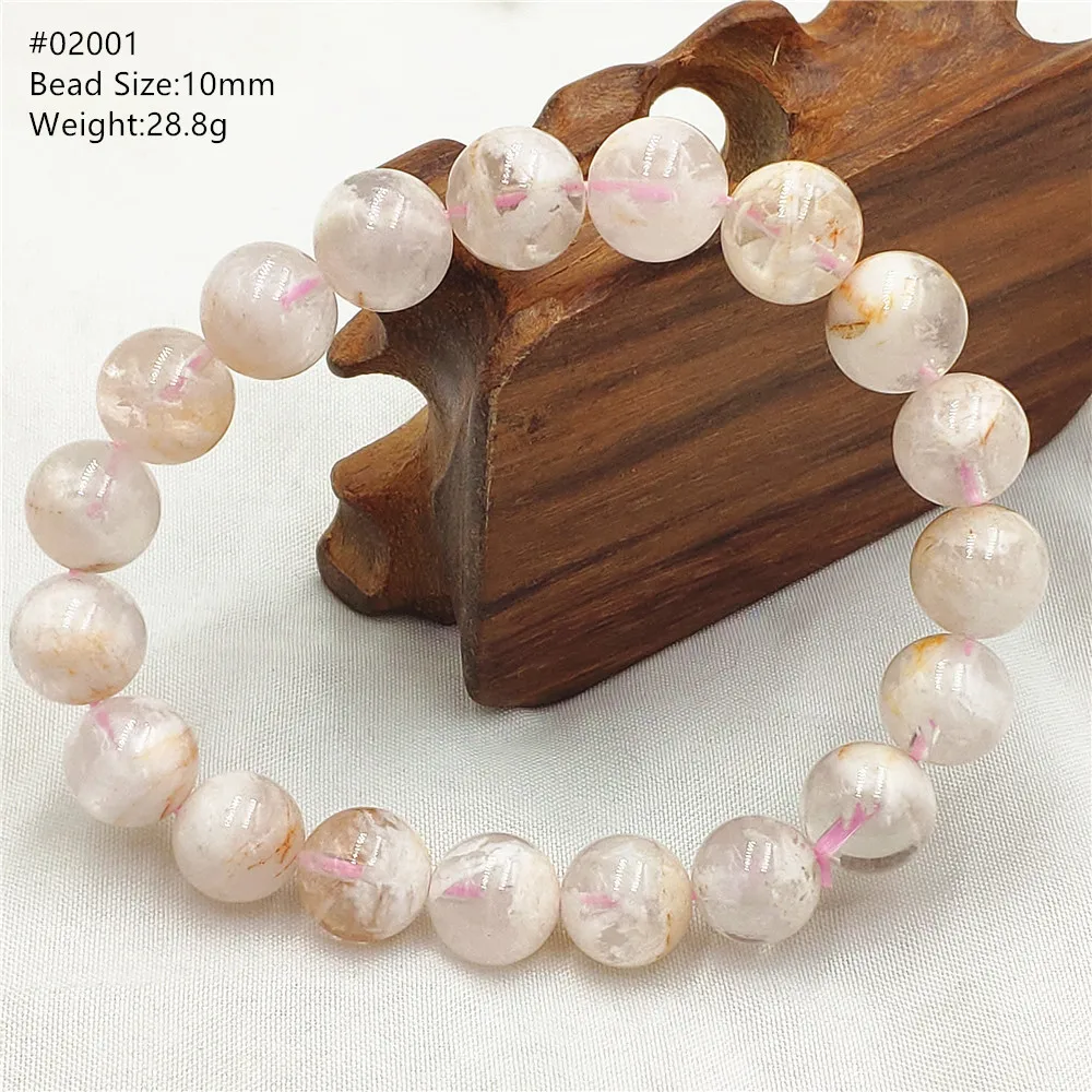 Natural Orange Sericite Phantom Round Beads Bracelet 8mm 9mm 10mm Crystal White Snow Phantom Women Men AAAAAA