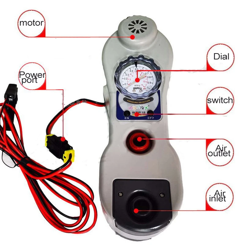 BRAVO On-board Marine Air Pump DC 12V Electric Air Pump Marine For Inflatable Boat /Sofa/ Bed/ Pool Air Flow 500L/min