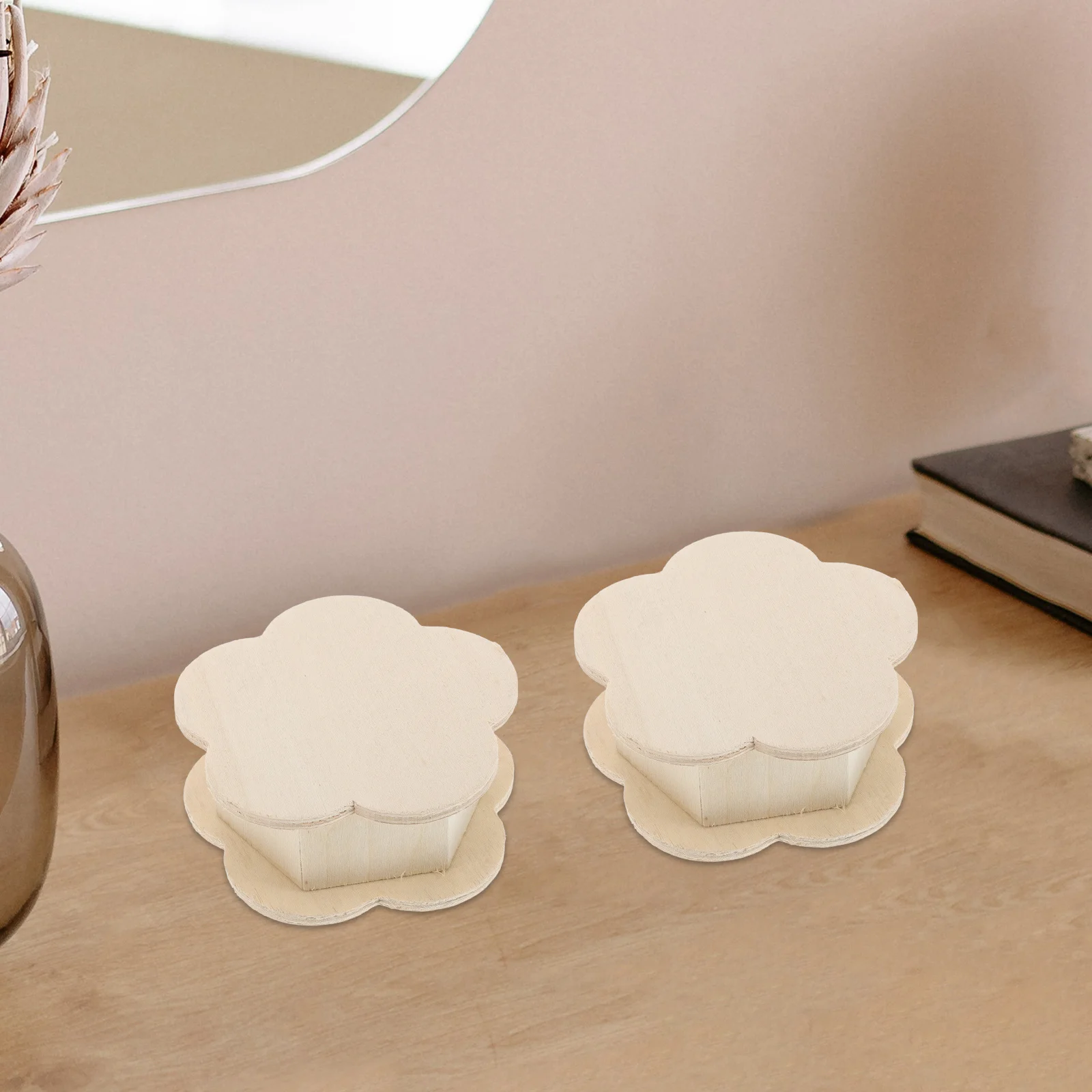 

3Pcs Hexagon Wooden Storage Boxes Natural Pine Wood DIY Craft Organizer Creative Flower Shape Jewelry Trinket Organizer