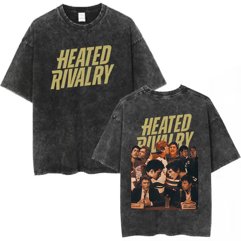 Heated Rivalry Vintage Washed T-shirts Shane Hollander‌ Ilya Rozanov T-shirt Men Women Fashion Oversized Short Sleeves T Shirts