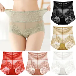 1 Women Hip Lifting Knickers Briefs High Waist Lace Panties Seamless Transparent Sexy Tummy Control Slimming Underwear Plus Size