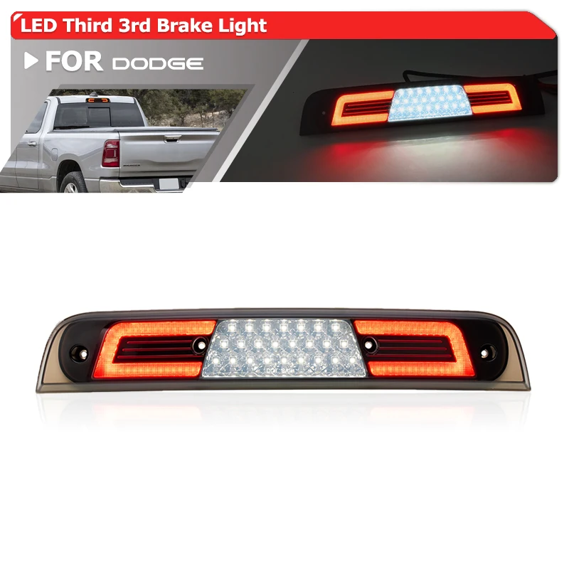 Smoked For RAM 1500 Pickup Truck 2019 2020 2021 2022 2023 2024 Led Center High Level Third Brake Light White Cargo Roof Markers