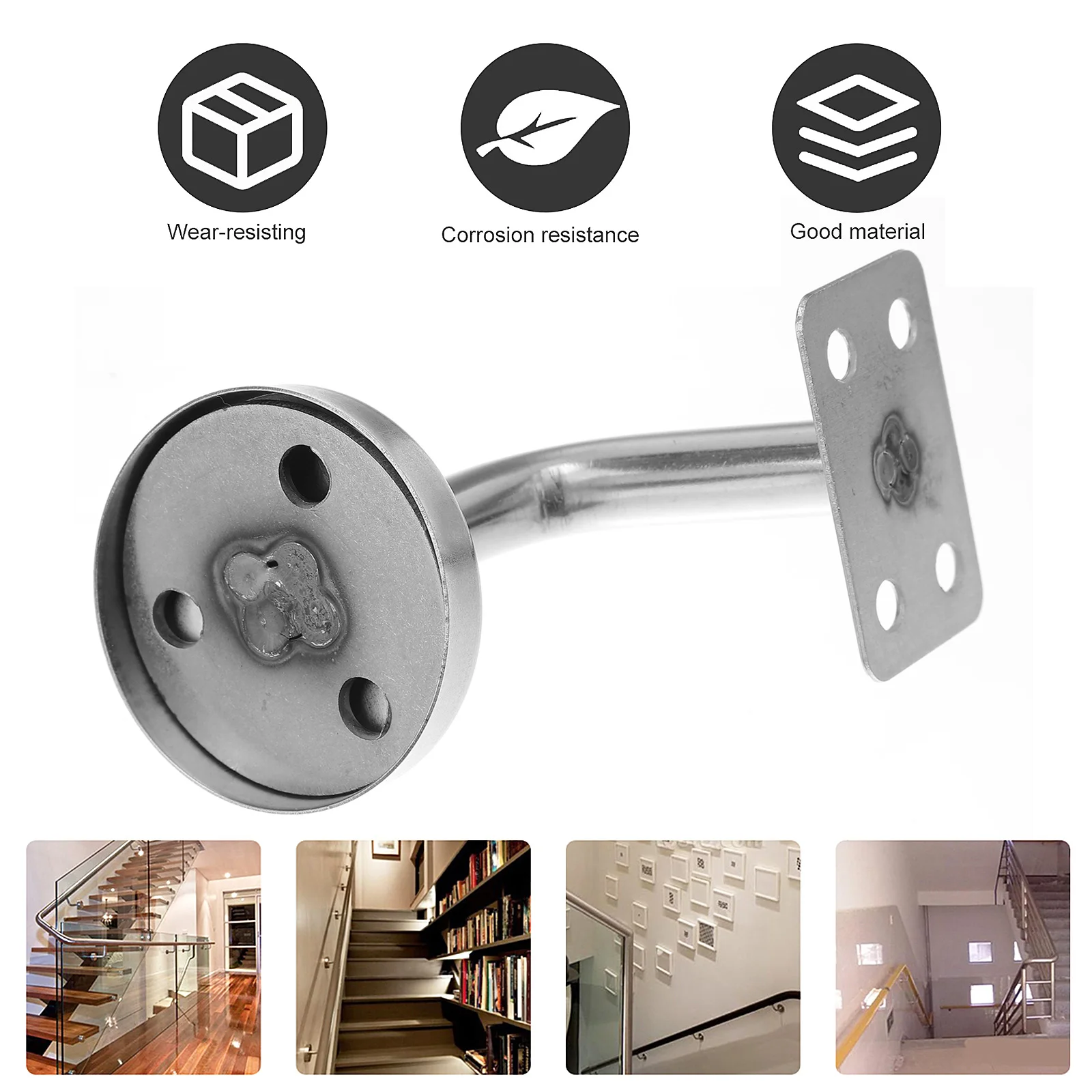 

5 pcs Stainless Steel Handrail Brackets Durable Anti-corrosion Easy Install Hotel Gym Office Villa Indoor Outdoor Silver Wall