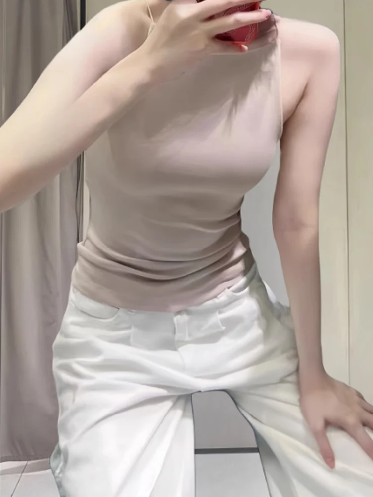 سترة نسائية صيفية كلاسيكية بلون سادة مثيرة بدون أكمام بقصة ضيقة بدون أكتاف