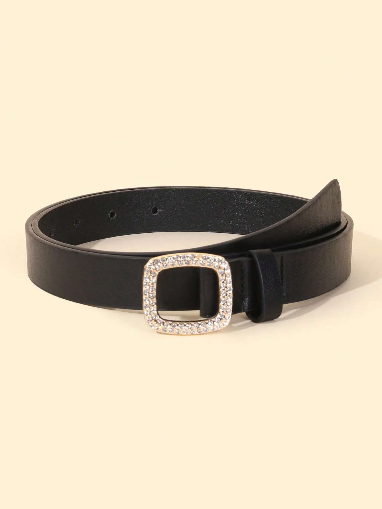 1pcs women's new fashion black rhinestone belt high-quality PU jeans dress decorative belt all-season universal