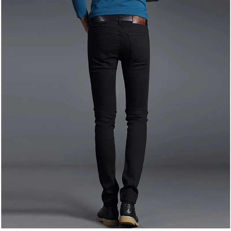 Men Denim Jeans Cotton Stretch Daily Slim Denim Pants Classic Daily All Seasons Light Blue Black Color Male Pencil Pants