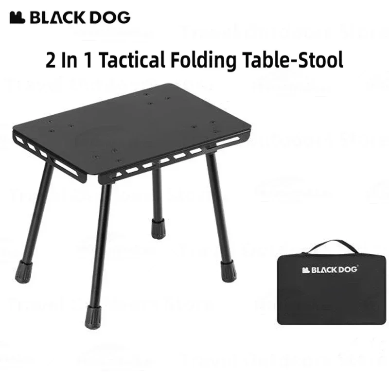 Naturehike BLACKDOG 2-in-1 tactische klaptafel Ultralichte draagbare kruk Outdoor Camping Multifunctionele stoel van aluminiumlegering