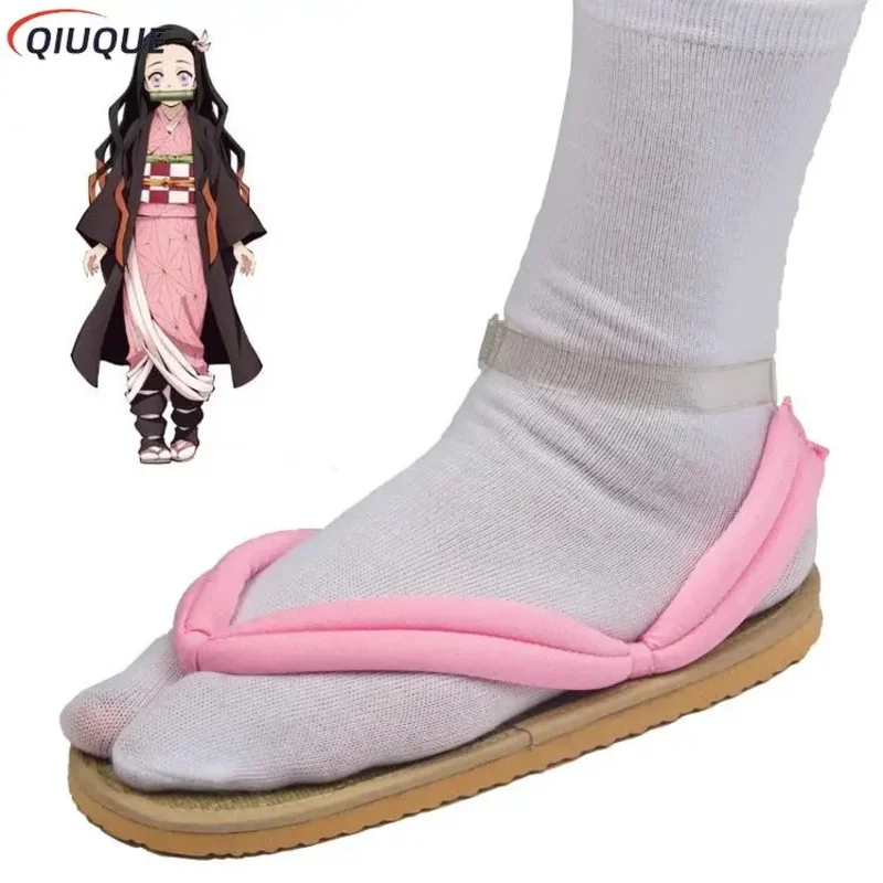 l2025l New Adult / Kids Anime Kamado Nezuko Cosplay Clogs Kimono Flip-flops Geta Slippers Shoes