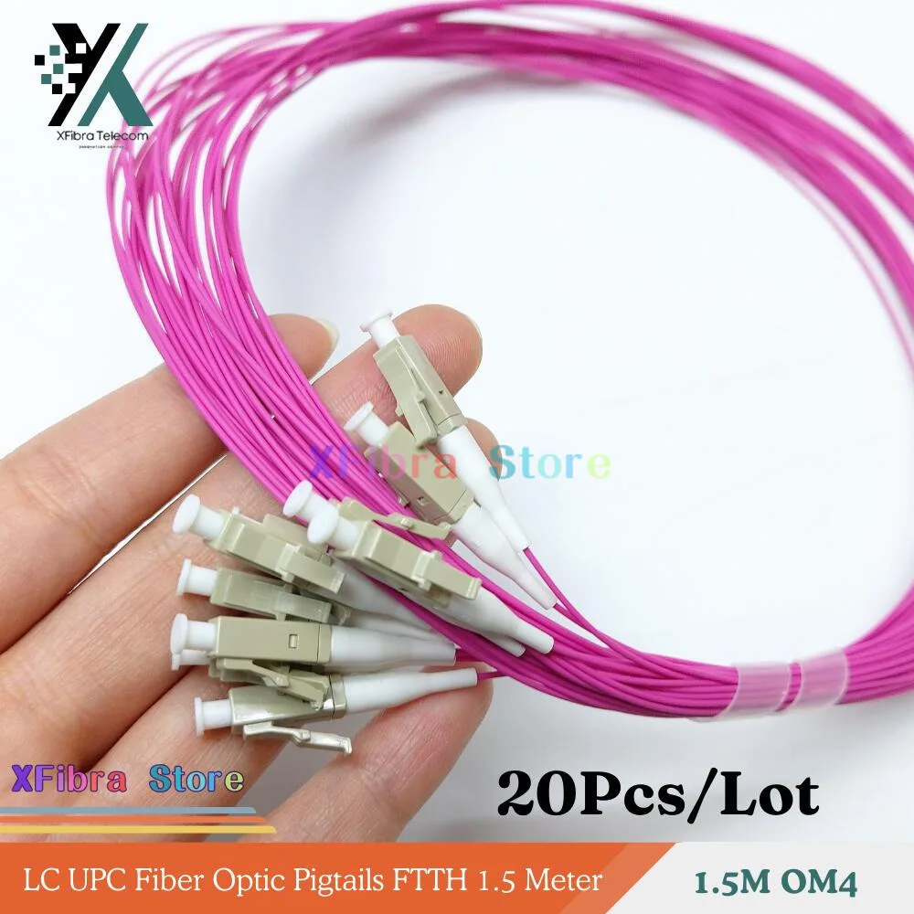 20PCS Optical LC SC FC UPC Connector 1.5 Meter Multi Mode OM4 0.9Mm PVC Fiber Optic Pigtails FTTH