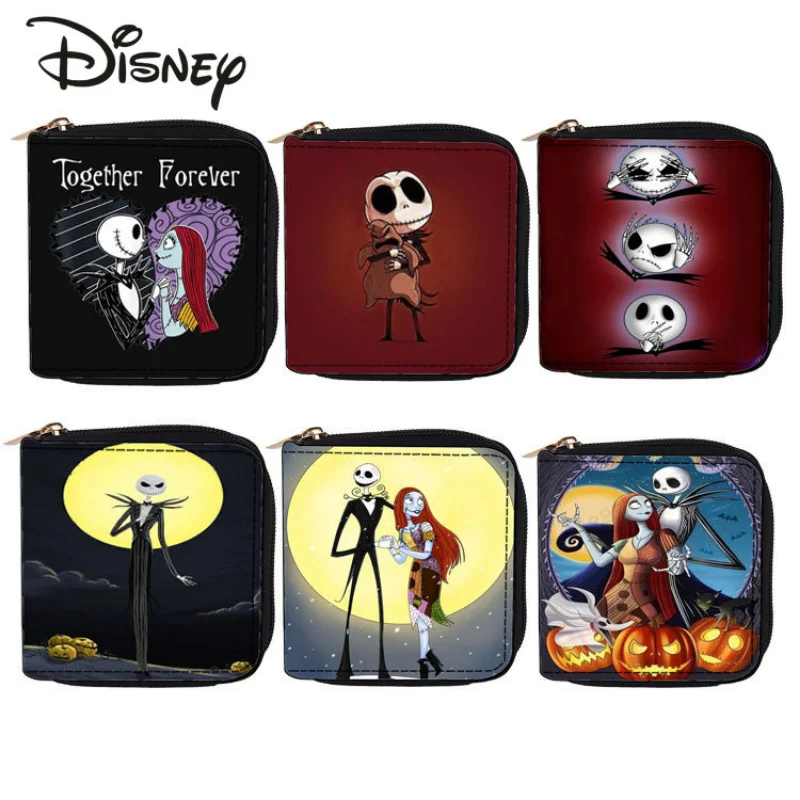 Disney Halloween Jack Fashion Men\'s Wallet Multifunctional Storage Student ID Card Bag Cartoon Short Women\'s Zero Wallet