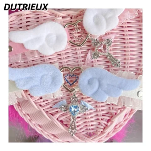 Japanese Style Original Subculture Necklace Love Rhinestone Cross Wings Choker Collar Sweet Cute Girls Hollow Neck Chain