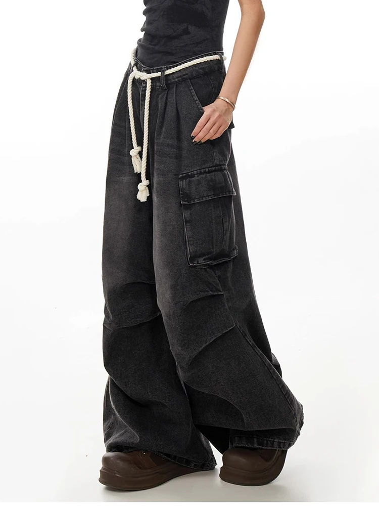 

Women Loose Fit Wide Leg Jeans Y2K Style Oversized Denim Work Pants with High Waist Trendy Winter Casual Pants for Women