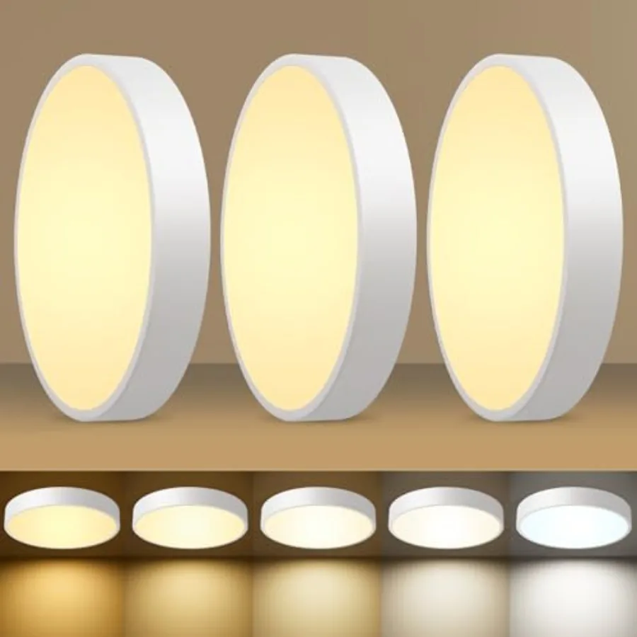 

Комплект из 3-х современных светодиодных потолочных светильников 24 Вт, накладные, с регулировкой яркости, 2700-5000K, круглые, для ванной комнаты