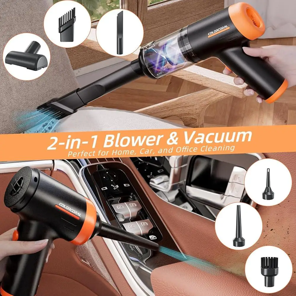 Cordless Handheld Vacuum 16000Pa Rechargeable High Power Mini Vacuum Cleaner Portable Car Cleaner 4 in 1 Dust Blowing Inflating