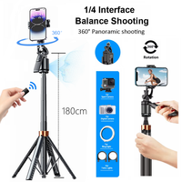 1.8m/70.9in Tall 360°Gimbals Stabilizer Selfie Stick Intelligent Auto Face Tracking Phone Holder Tripod for Mobile Camera GoPro