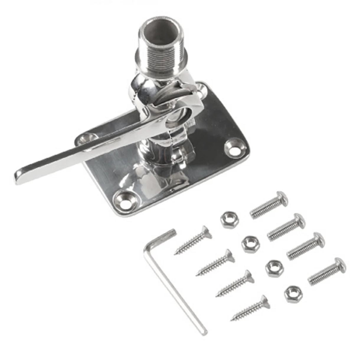 Marine VHF Antenna Mount, 316 Stainless Steel Antenna Adjustable Base Bracket Holder for Boats