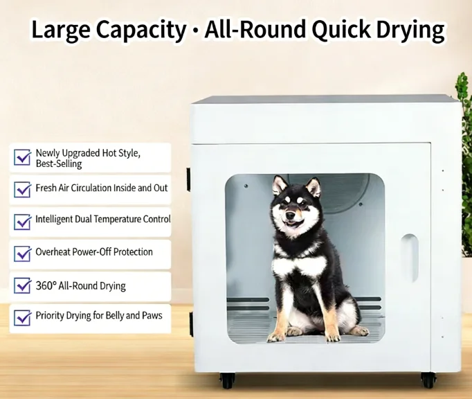Full Auto Pet Hair Drying Cabinet Smart Timer Household Dryer Box For Cat Dog Bathing Grooming