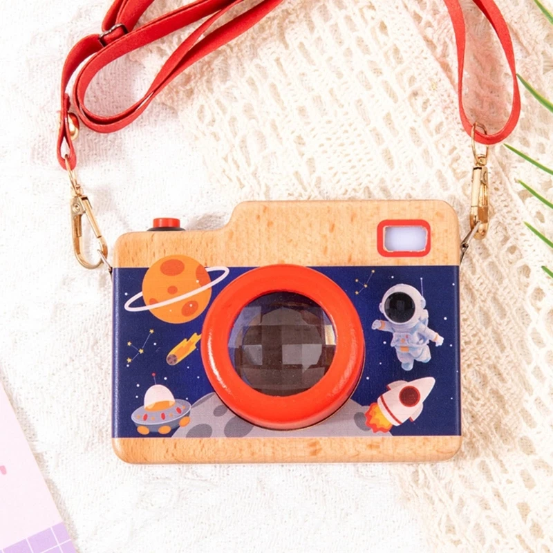 Giocattolo per fotocamera caleidoscopio in legno per bambini che imparano regalo giocattolo per attività fotocamera Montessori