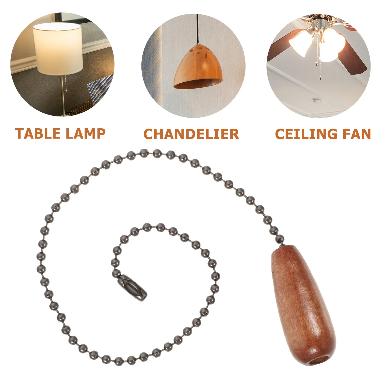 

5Pcs Ceiling Fan Pull Chain Wooden Ball Pendant Extender Replacement Beaded Pull Chain for Lighting Fans Bedside Lamp