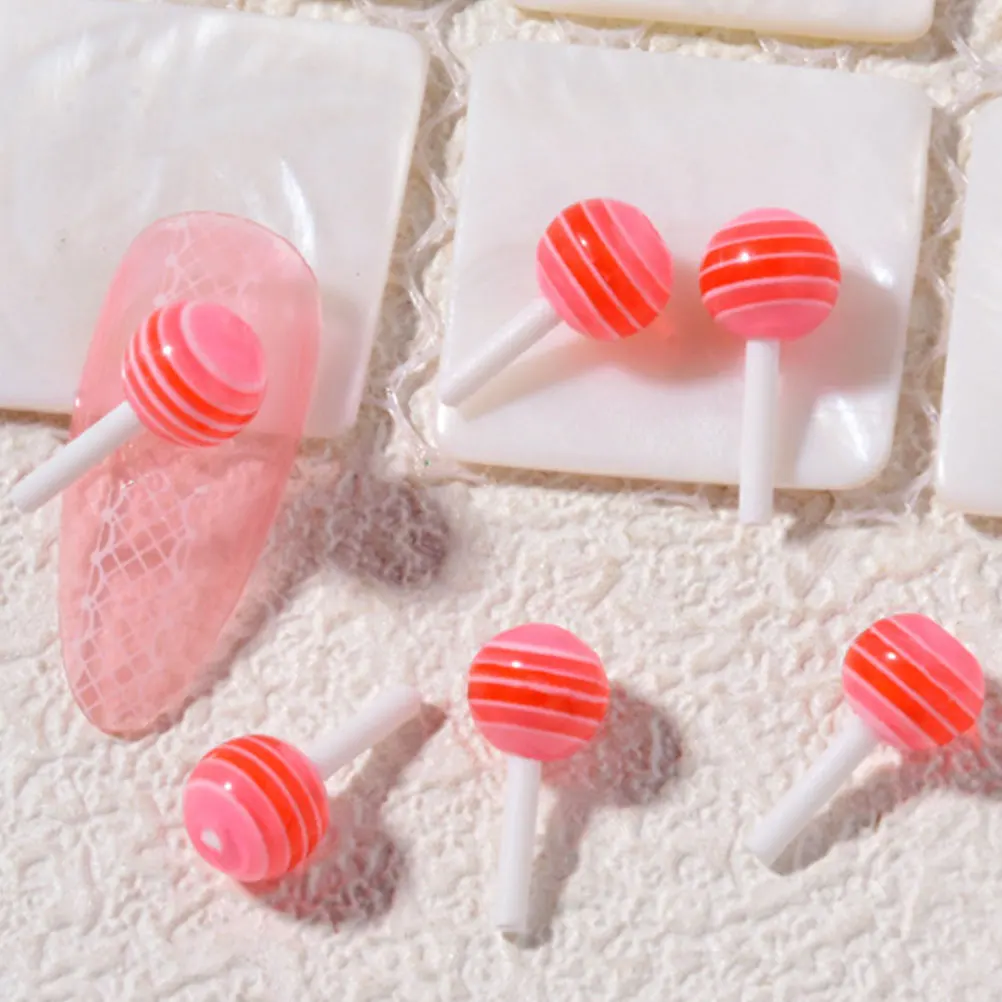 

50pcs Nail Art Accessories Lollipop Resin Decor DIY Manicure Charms Jewelry Fingernail nament Creative Home Salon Use