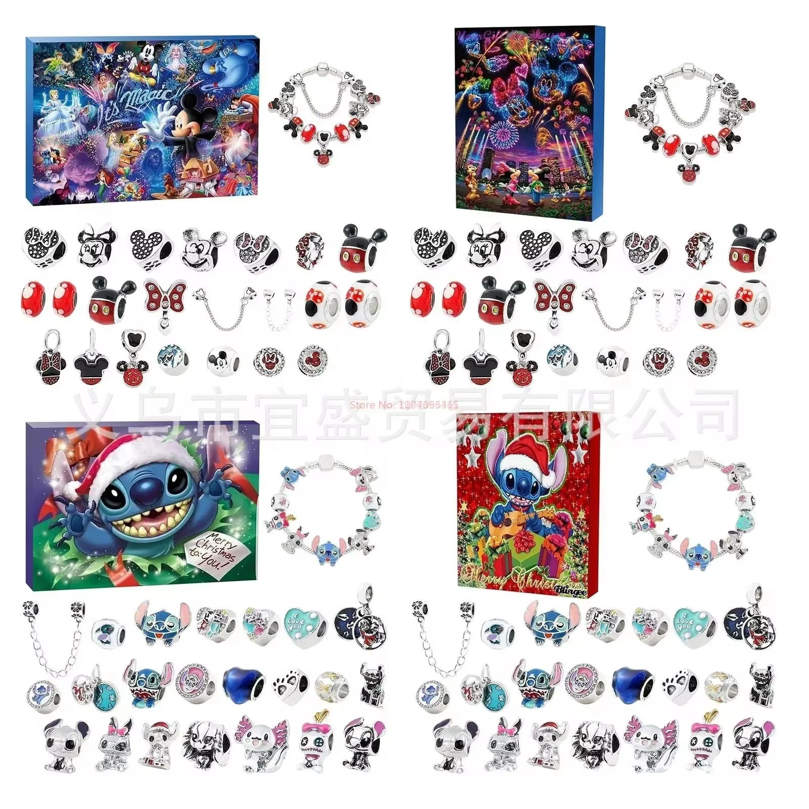 2025 ponto mickey natal calendário do advento disney pulseiras 24 dias calendário de contagem regressiva de natal diy jóias fazendo brinquedo presentes da menina