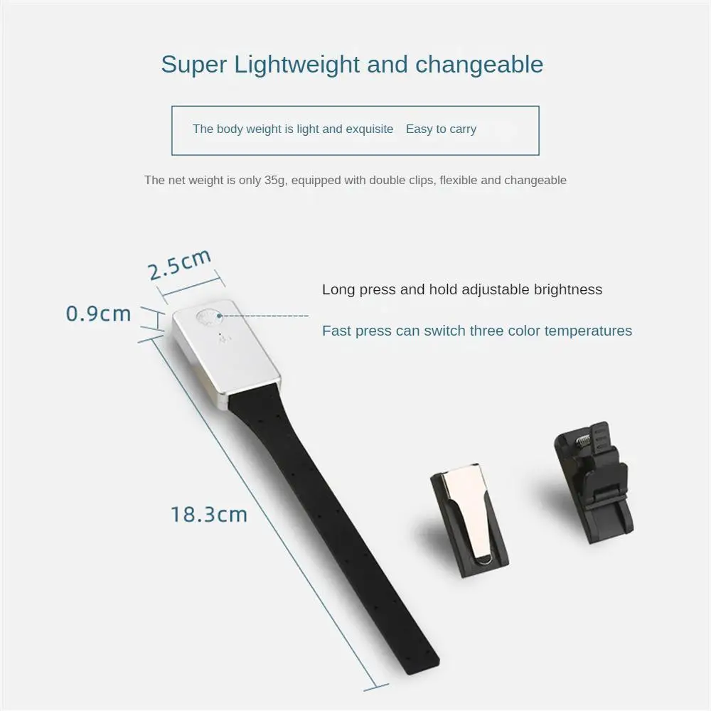 1/2/3PCS Night Reading Lamp For Bed Reading Long-life Low-power Consumption Mini Bookclip Lamp