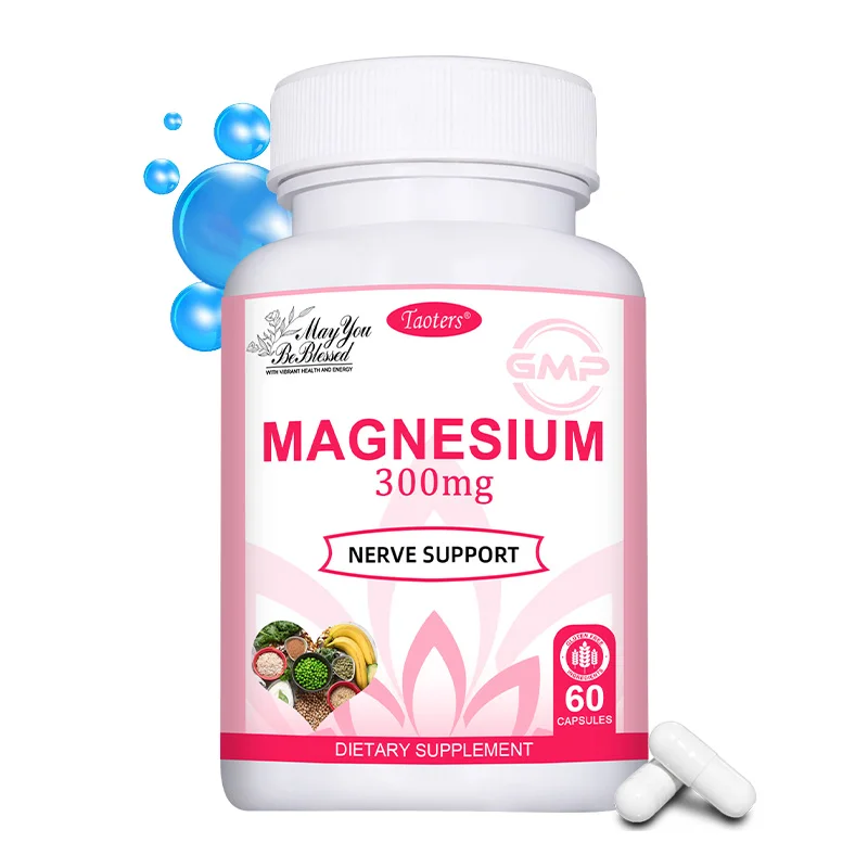 مغنيسيوم 300 ملجم، مكملات مغنيسيوم للرجال والنساء، دعم صحة العضلات والعظام والأعصاب، 60 كبسولة