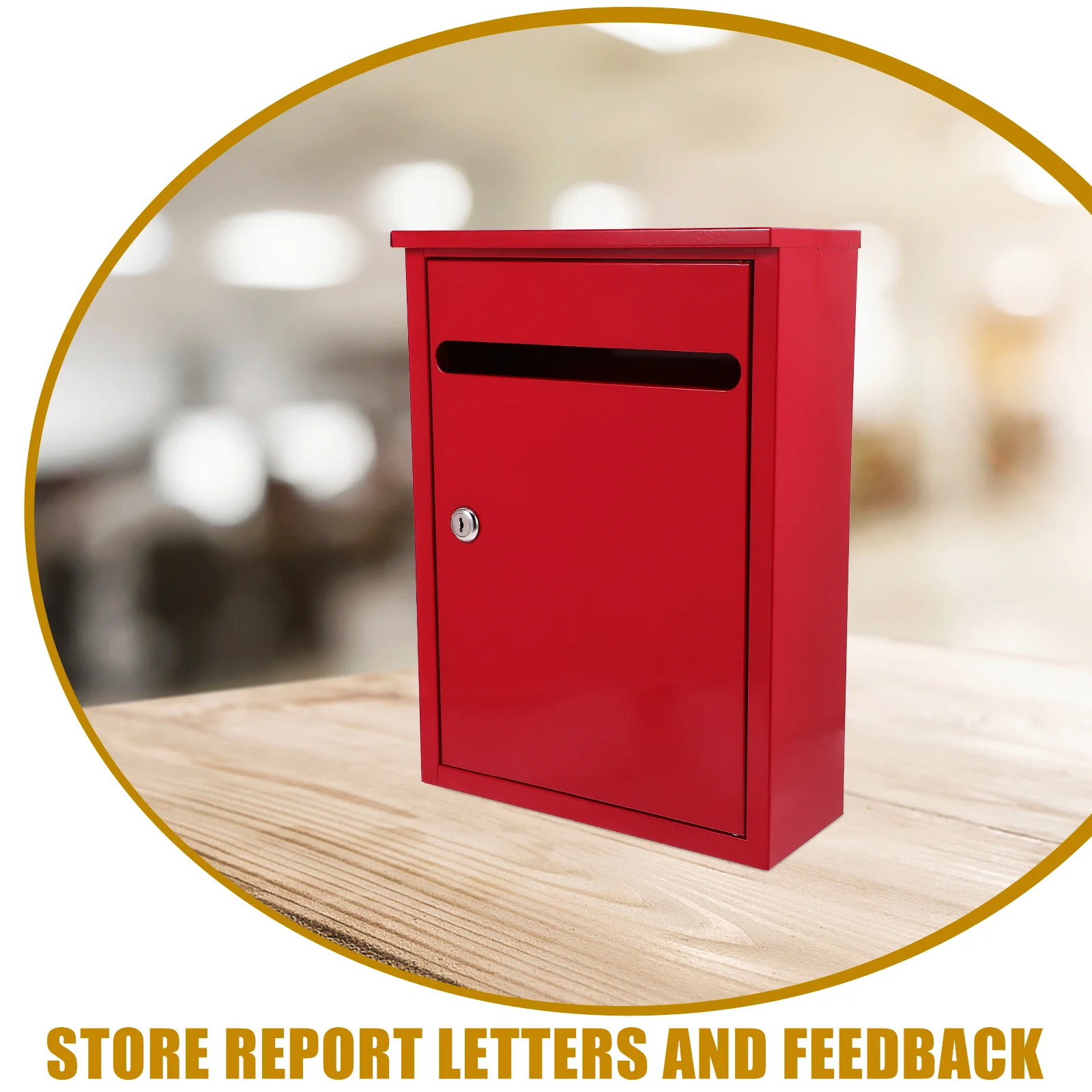 Buzón grande de hierro con cerradura, buzón de sugerencias para exteriores montado en la pared, colección de donación, buzón de seguridad de retroalimentación con llave