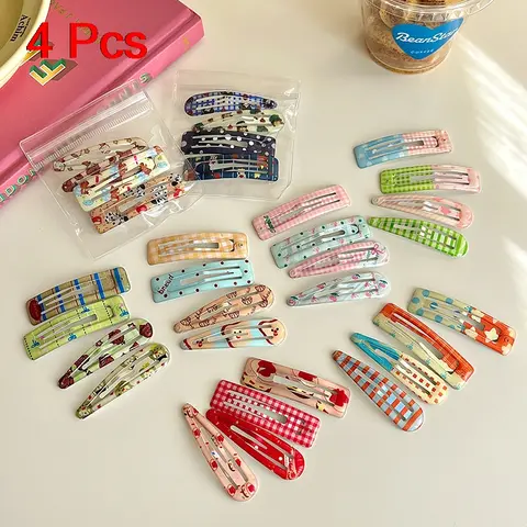 4 Ladies' Hair Clips Set Korean Polka Dot Dopamine Cute Kawaii Sweet Hair Clips Fashion Versatile Hair Accessories For Children